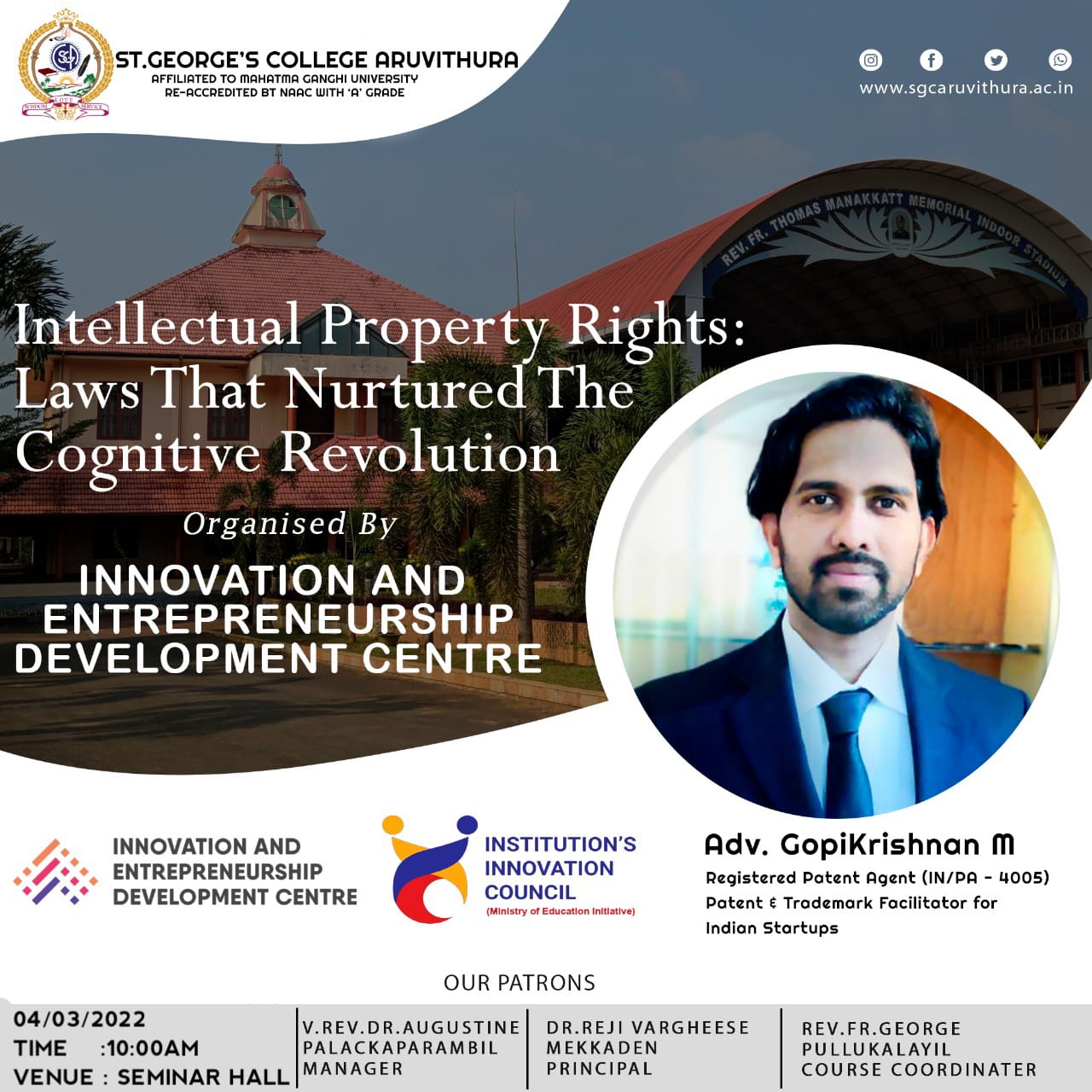 Talk on Intellectual property rights: Laws that nurtured the cognitive revolution